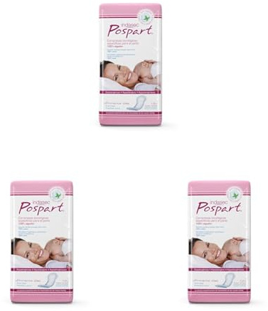 Indasec Pospart Compresas Tocológicas Algodón - 12 Unidades (Paquete de 3)