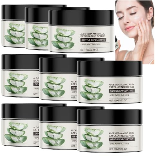 Aloe Vera & Aminosäure-Peeling, sanftes Gesichts- und Körperpeeling für dunkle Halspartien, aufhellend und porenverfeinernd, verbessert trockene, raue Haut, tägliches Gesichtspeeling (9 pcs)