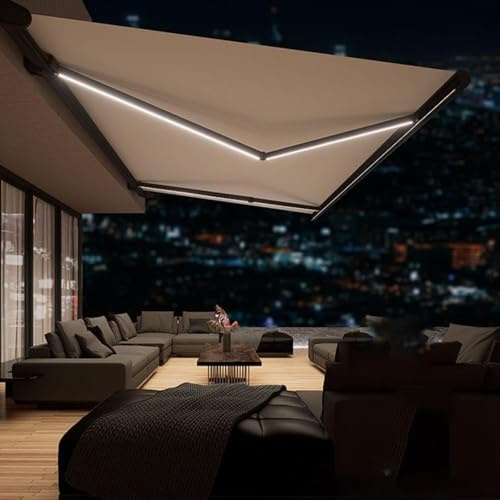Elektrische einziehbare Markise mit Lichtern – hochwertige Deckdach für Innenhof und Geschäft, Sonnenschutz,