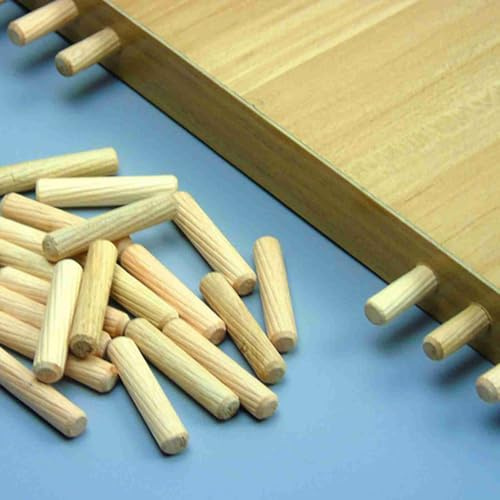 CHICIRIS Geriffeltes Holzdübel-Set, Glatte Oberfläche, Kantenabschrägung für Möbelschränke, 100 Stück Dübelstifte für Holzarbeiter und , 100 Stück Dübel für Kleiderschrank und Stuhl (10mm x 50mm)