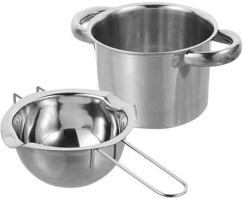 BESPORTBLE Stainless Steel Chocolate Melting Pot and Butter Melting Double Boiler Set 16cm Outer Pot with 600ml for Cheese Heating and Candy Making