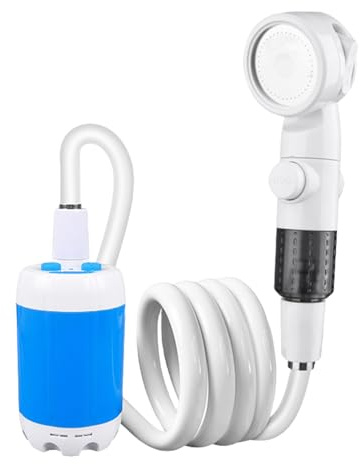 TOWARDSNAN Camping Shower Regulable Pressure Flows 4000mAh Battery for Outdoor Hiking and Applications Camping Shower with PVC Hose