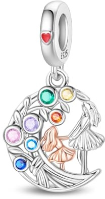 Vegaine Journée de la Mère Charms Famille Cœur Pendenti du et Perles pour Femme Compatible avec les Bracelets et Colliers