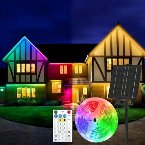 Aitesuo Solar LED Streifen, 5 m, 320 LEDs, 19 Modi, IP65, Mehrfarbig