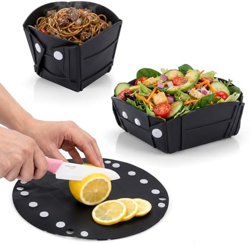 YEENAIV - Cuenco de camping y plato de ensalada plegable de silicona