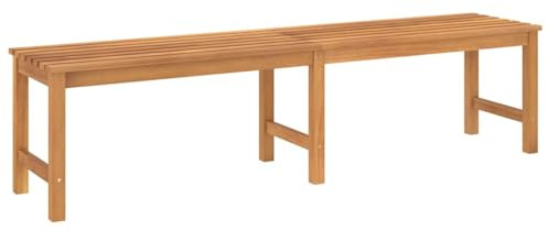 QJBSAVVA Gartenbank 180 cm Sitzbank aus Teakholz Massiv - Klassische Holzbank für Garten Terrasse und Balkon - 3-Sitzer Parkbank aus Massivholz Natur für den Außenbereich
