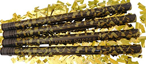 4er Set Konfettikanonen XL 80 cm Party-Popper Konfetti-Shooter gold metallic Partykanonen Konfettibombe Hochzeit Geburtstag Karneval