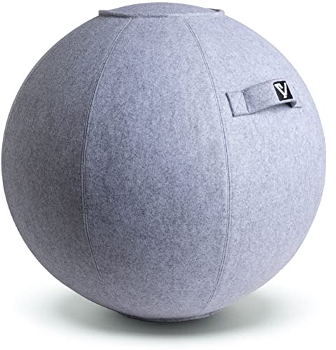 YOGIVO Sedia a sfera seduta, sedia a sfera da yoga, sedia a sfera per esercizi per casa e ufficio, palla di stabilità per fitness e pilates, sedile ergonomico a sfera con copertura e pompa
