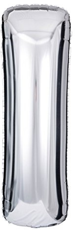 ballonfritz® Ballon Buchstabe I in SILBER - XXL 40/102cm - Folienballons für Luft oder Helium als Geburtstag, Jubiläum, Hochzeit oder Abschluss Geschenk, Party Dekoration oder Überraschung