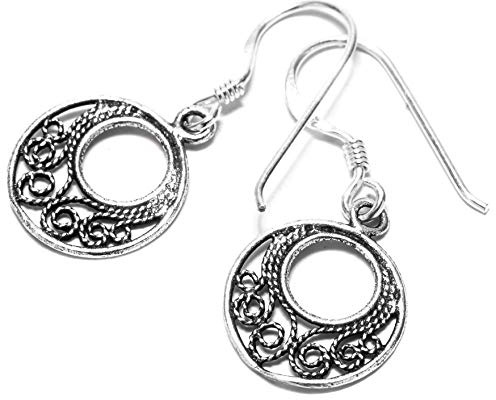 Bohemia Damen Ohrhänger FARNE 1.5 cm Mediaval Spiralen Ornamentik Ohrringe 925 Sterlingsilber