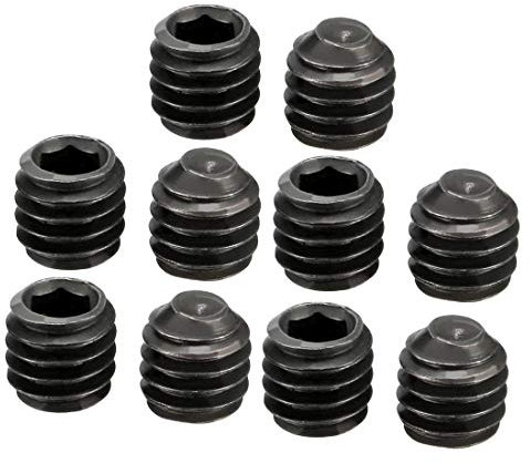 sourcing map 10Pcs Metal Black M4x4mm Hex Socket Grub Screw for RC Model Car Spare Part