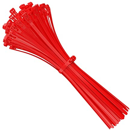 intervisio Bridas de Plastico para Cables Reutilizables / 200mm x 7,6mm / Rojo / 100 Piezas
