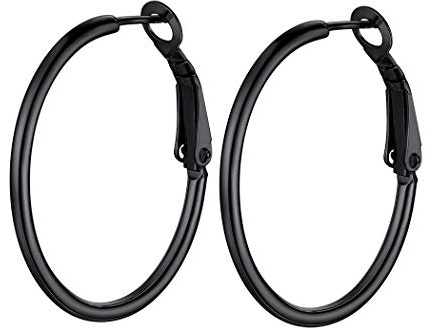 Suplight Damen Creolen Groß Ohrringe 30/50/60/70/100mm Edelstahl/18k vergoldet/schwarz Ohrschmuck Accessoire für Frauen Mädchen mit Geschenkbox