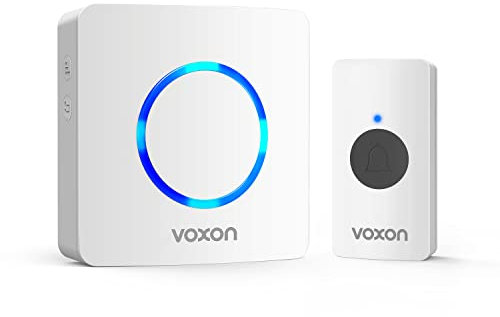 VOXON Wireless Doorbell, IP65 Waterproof Plug in Doorbell with 1,300feet / 400m Long Wireless Range, LED Flash Alerts, 60 Chimes, 5-Level Volume Door Bells Wireless Cordless (White)