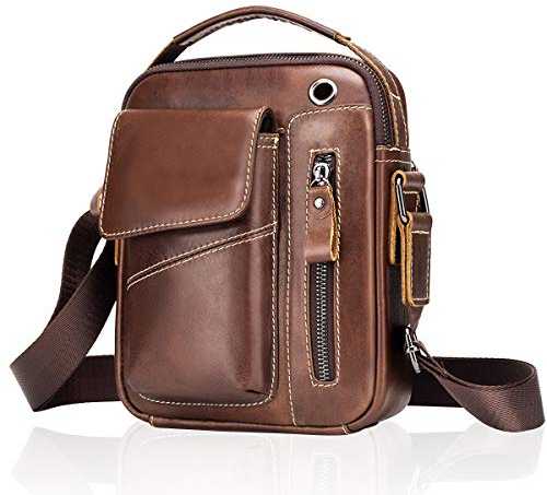 MANNUOSI Herren Schultertaschen Vintage Mode Crossbody Tasche Braun2