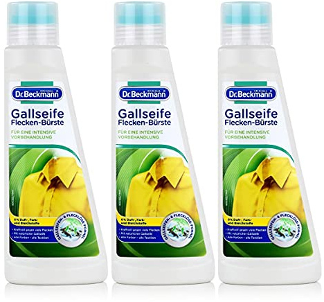 Dr. Beckmann 3x Gallseife Flecken-Bürste 250 ml - Intensiv gegen Flecken, schonend für Textilien, unparfümiert