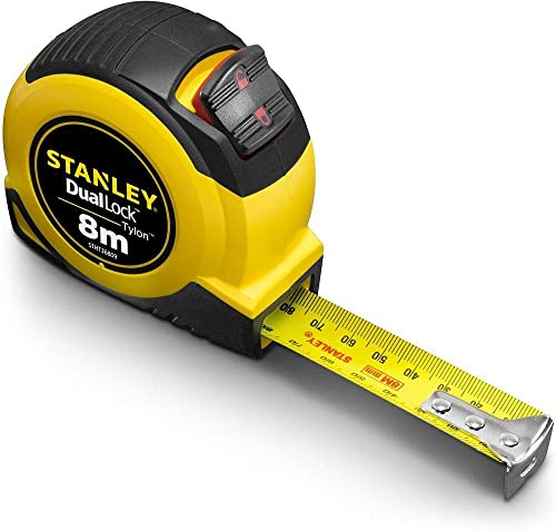 Stanley Tylon Meter Tape Dual Lock, lunghezza 8 metri x larghezza 25 mm, giallo