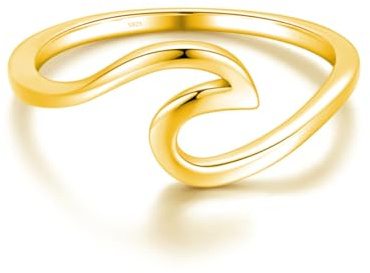 WAVE Ring aus 925 Sterling Silber | Damenring Nickelfrei & Anlaufgeschützt mit Welle | Ringe Minimalistisch Meereswelle Schmal Wellenring