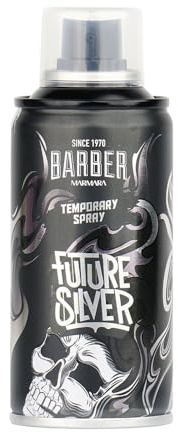 barber marmara Friseur Color Haarspray Future Silver - 150ml - Color Haar Farb-spray zum Verkleiden & Schminken für Karneval, Fasching, Halloween & Motto-Party - Auswaschbar - Color Hair Spray