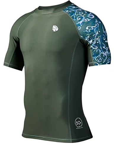 HUGE SPORTS Maillot de bain Rashguard à manches courtes pour homme Séchage rapide Pour le surf BJJ Jiu Jitsu, Splash, M