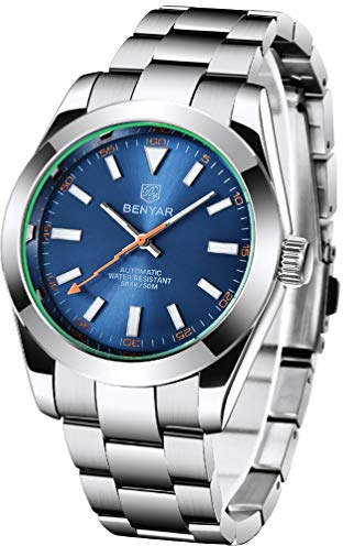 BENYAR Men's Mechanical Watches Automatic Mens Watches Watch Men Military Wristwatch Waterproof 100M,St6 Movement (5176 Blau)