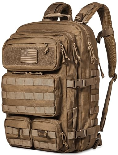 Falko Tactical Ryggsäck 50 l, 2,4 gånger starkare, stor militär Molle-ryggsäck, slitstark, för arbete och friluftsliv, Large, Modern