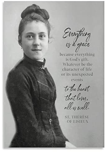 Canvas Wall Art Print Picture, St. Therese Of Lisieux Everything Is A Grace. Catholic Saint Quote Poster Confirmation Gift ,50X70Cm No Frame Canvas Wall Art Oil Painting Style Canvas Prints Picture