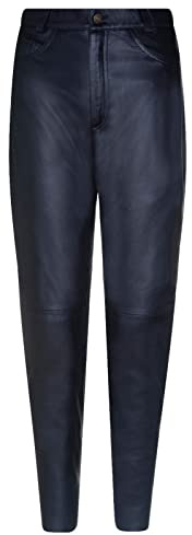 Svarta 501 läderjeans klassiska motorcykelbyxor för kvinnor, Svart, 42 SE