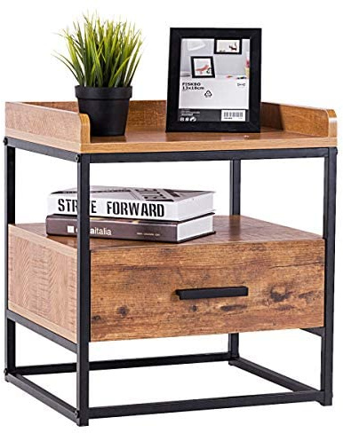 COSTWAY MDF Chipboard Iron Side Table 45 x 40 x 49 cm (L x W x H)
