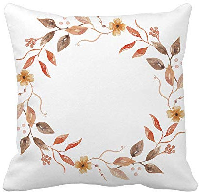 45 cm x 45 cm Federa per Cuscino Copricuscini Federe Cuscino Foglie Acquerello Fiore Autunno Corona Mano Ghirlanda Meteorologica Decorativa Quadrato