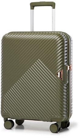 WITTCHEN Valigia da Cabina Trolley Bagaglio a Mano Valigia a rotelle Valigia piccola Trolley guscio duro in policarbonato resistente 4 ruote gemelle TSA serratura a combinazione GL Style verde oliva