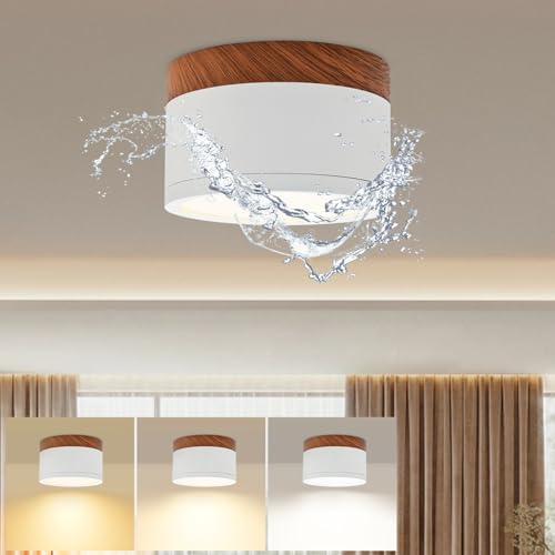 UR422 Plafonnier LED Spot en saillie IP65 - Salle de Bain Spot de Plafond Dimmable Blanc Bois Luminaire 12W 1320LM 3000K-6000K éclairage Rond Lampe Moderne Downlight pour salon chambre Cuisine, Ø11CM