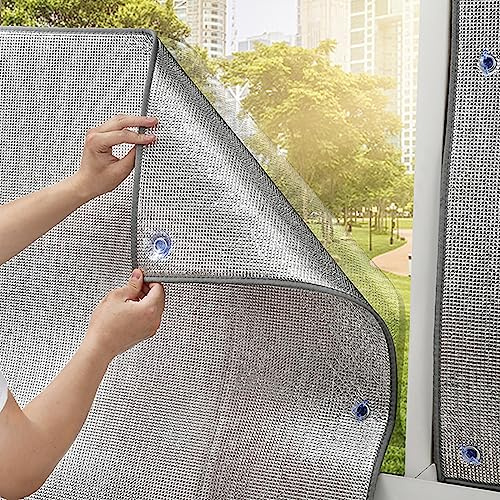 Zlovne Sonnenschutzfolie Fenster Außen & Innen,Sichtschutzfolie,Reflektierende Dachfenster Wärmeisolierung UV-Schutz Kälteschutz Verdunklung Fensterfolie,Größe 141 Optional (100x100cm/39 x39)