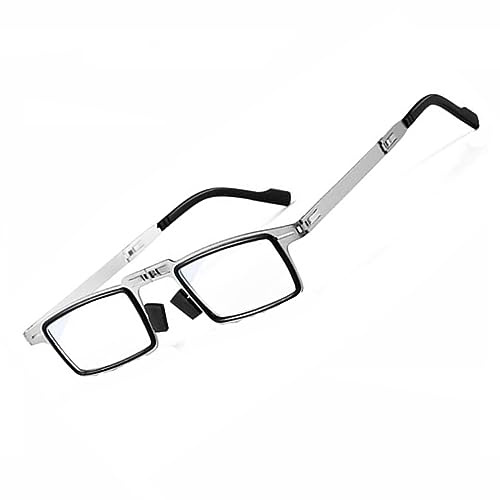 COKYIS Faltbare Lesebrille Herren Klein Computerbrille Metall Rahmen Klappbare Brille Rechteckig Lesebrillen Superleichte Blaulichtbrille 1.5 2.0 (Size : 2.0)