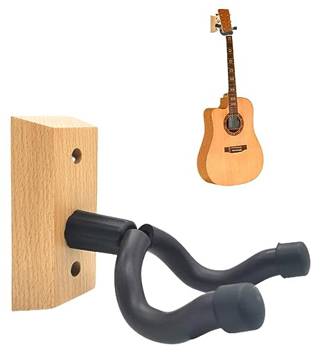 Gitarren-Wandaufhänger, Holz-Gitarrenhaken, die Wand mit dieser rutschfesten Holzbasis Gitarren-Wandhalterung für E-Gitarren, Bass, Ukulele Nupaque