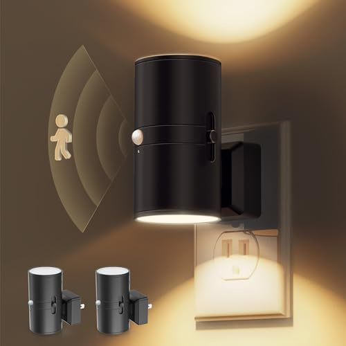 L LOHAS LED Motion Sensor Night Light, Dimmable Night Lights Plug into Wall, Plug in Nightlight, Motion Sensor Light Indoor for Bathroom Hallway Bedroom Stairs Kids Elderly [3000K,2 Pack]