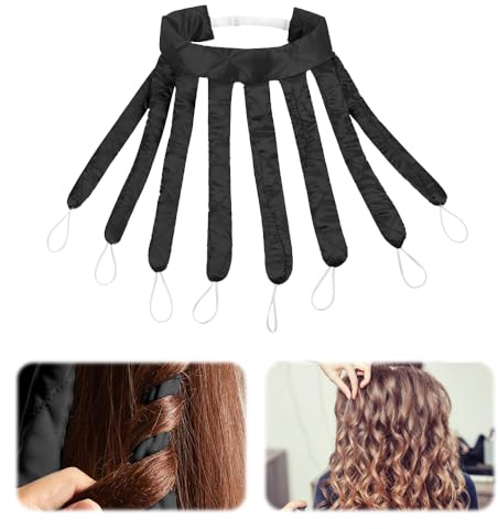 FURREN Octopus Heatless Lockenwickler Oktopus Heatless Curls Octopus Hair Curler Heatless Curlers Headband Lockenwickler für Die Nacht Hitzefreie Locken Ohne Hitze für Lange Haare-Schwarz