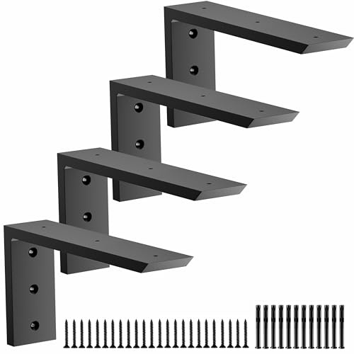 Premium Heavy Duty Countertop Brackets 12 inch 4 Pack (2/5 Thick),Granite Countertop Support 12 x 6 x 2 1/2,Shelf L Bracket Metal Corbels Suitable for Quartz,Wood,Concrete and Laminate Countertops