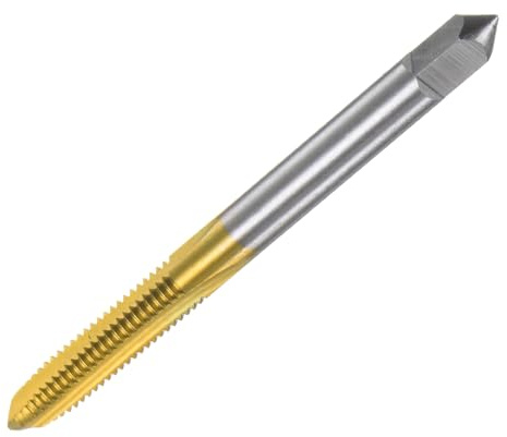 sourcing map Metrischer Gewindebohrer M6 x 1 H2, 100 mm, extra lang, titanbeschichtet, M35 Hochgeschwindigkeitsstahl, gerade Nut, Gewindebohrer, Gewindebohrer, Reparaturwerkzeug