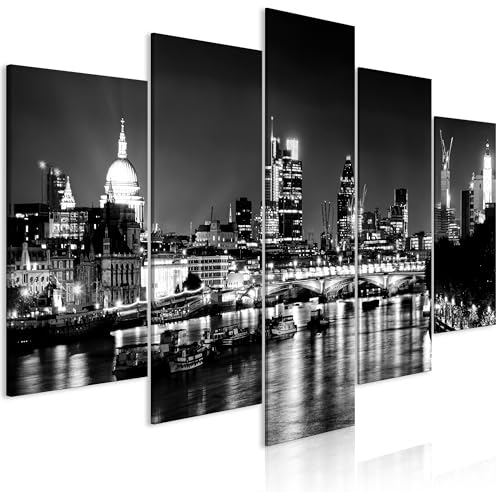 murando - Akustikbild Schallschutz schwarz weiß, 200x100 cm, 5-teilig, Büro