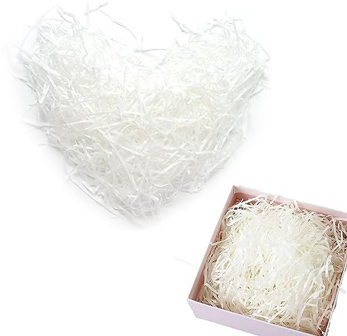 LDBKLGHJ 200 gramos Virutas de Papel para Regalos, de Papel Tisú Triturado Relleno de Papel Kraft Triturado, Proporcionar una Buena Decoración y Protección para los Regalos (Blanco)