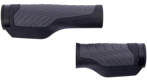 CONTEC Fahrrad-Griff Tour Wing, 133/93 mm, D2-Zweikomponenten, Gummi, Drehgriffschalter, Stoßabsorbierung, Abwaschbar, Inkl. Klemmringe, Schwarz, Paar