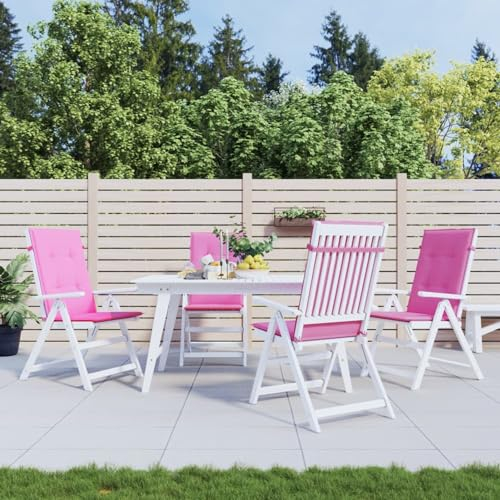 Chaduof Hochlehner-Auflagen 4 STK. Rosa Stoff, Sitzauflagen Gartenmöbel, Auflagen Für Gartenmöbel, Gartenstuhlauflagen Hochlehner, Polsterauflagen Für Gartenmöbel