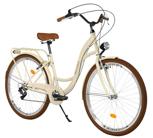 Balticuz OU Bicicletta comfort da donna, bicicletta olandese, City bike, retrò, vintage, 28 pollici, beige marrone, 7 marce