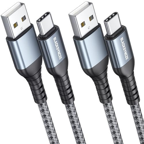 BLACKSYNCZE USB C Kabel, [2 Stück 2M] 3.1A Ladekabel USB C Nylon Schnellladekabel USB C Ladekabel für iPhone 16 15 Pro Max, Galaxy S24 S23 S22 S21, Note 20 10, Huawei P70 P60 P50, Mate 60 50, Pixel 7