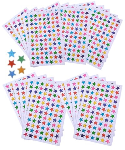 JEXOWIQ autocollants,2100 Pièces Gommettes Étoiles Autocollants Brillantes 20mm Stickers Étoiles Autocollants Laser Colorés,Pastilles Autocollantes pour Récompense Enseignant Étudiants Calendrier DIY