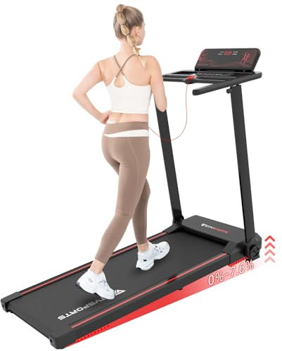 CITYSPORTS Laufband für Zuhause mit Neigung,Klappbares Laufband bis 12 km/h,mit LED-Anzeige laufband Schreibtisch (Black)