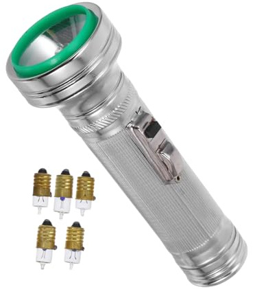 SEWOART Torcia Design Retrò Argento Resistente Vintage Stile Anni 80 in Ferro con Lampadina Led Portatile e Leggera per Performance e Fotografia