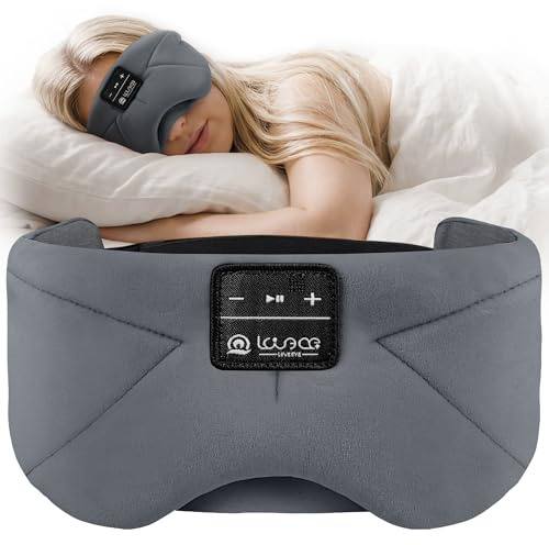LOVE EYE Bluetooth Sleep Mask Headphones, 100% Blackout, Breathable | Plush Velvet Fabric, Premium Sound Experience, Ultra-Thin Speakers with Zero Ear Pressure, 16H Battery Life, Ideal Tech Gift