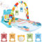 JIZZU Gimnasio Bebe 0-6 Meses, Manta Actividades Bebe con Colgante Oscilante(5 Accesorios), Manta de Juegos Bebe con 6 Modos de Piano Bebe, Alfombra Sensorial Bebe de Motivo de Animales